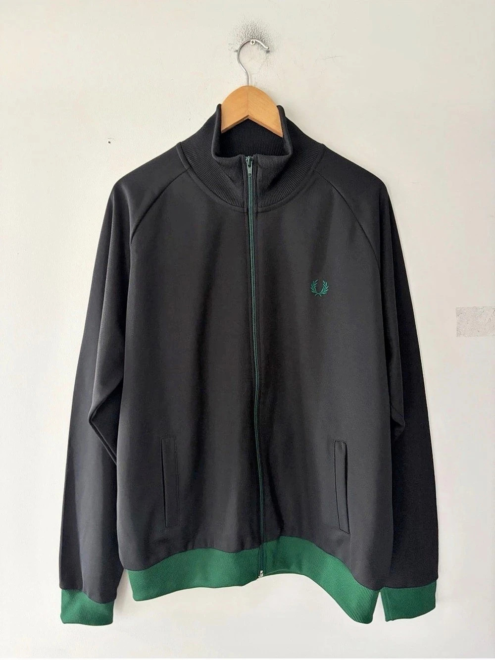 Fred Perry Contrast Trim Track Jacket Black & Green